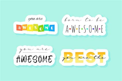 Premium Vector You Are Awesome Sticker Set Cute Vector Note Book