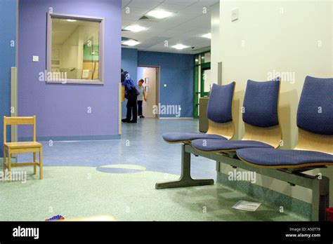 Accident and Emergency waiting room empty seats in NHS hospital Stock