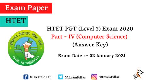 Htet Pgt Level 3 Exam 02 Jan 2021 Part Iv Computer Science Answer