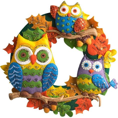 Owl Wreath Felt Applique Kit Round Walmart