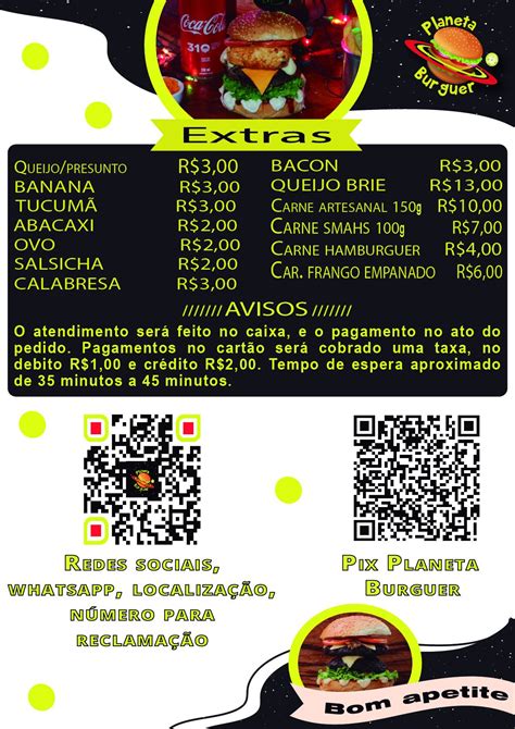 Menu At Planeta Burguer Restaurant Manaus