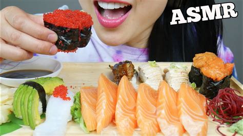 ASMR SUSHI PLATTER SASHIMI NIGIRI EATING SOUNDS NO TALKING SAS