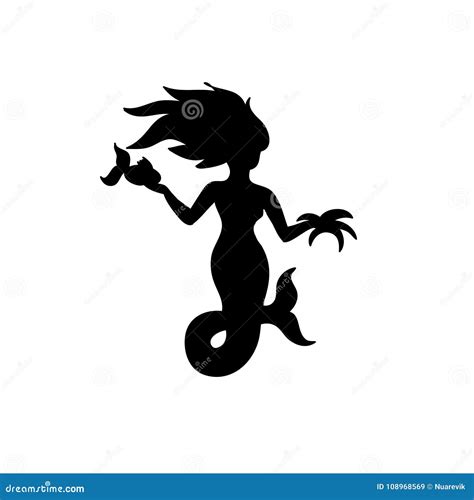 Mermaid Black Silhouette Isolated On White Stock Photo | CartoonDealer ...