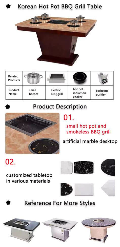 Built In Hot Pot Induction Cooker Table With Bbq Grill HPOTT