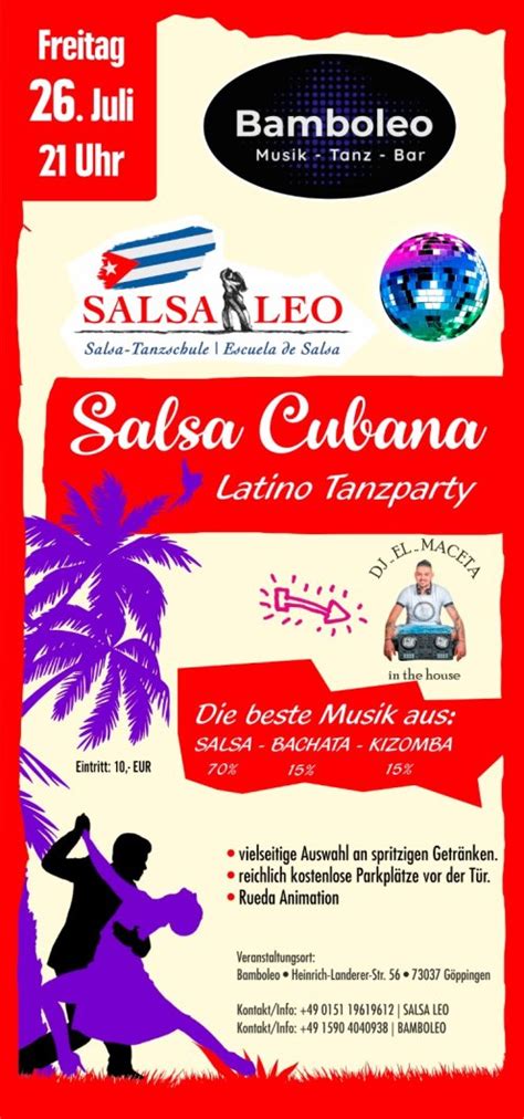 Party SALSA CUBANA LATINO NIGHT Bamboleo Musik Tanz Bar In