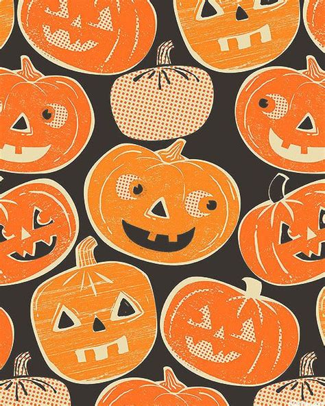 Equilter Spooktacular Pumpkintopia Black Halloween Fabric Jack O