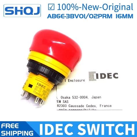 5pcs Idec Switch Ab6e 3bv01prm Ab6e 3bv02prm 16mm 1nc 2nc Emergency