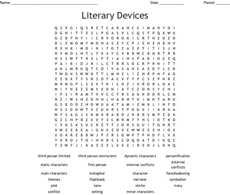 Literary Terms Word Search Wordmint Word Search Printable