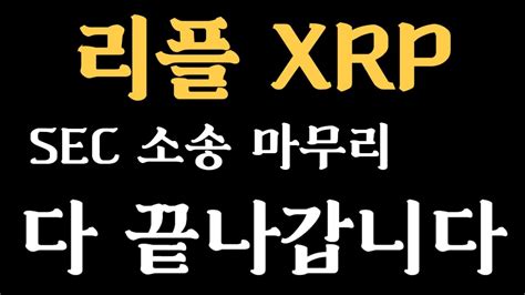 리플 Xrp 긴급속보 Sec 소송 마무리 다 끝나갑니다 Youtube