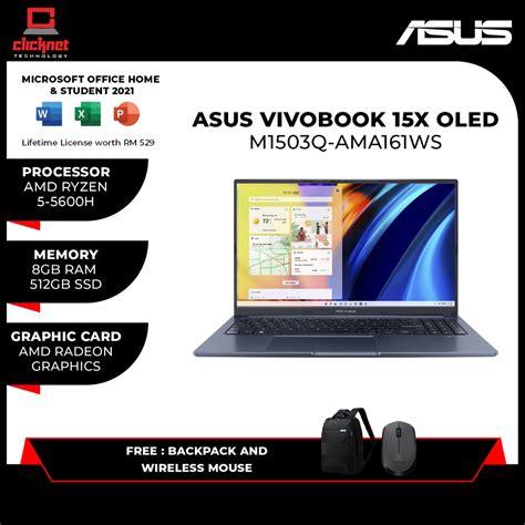 ASUS VIVOBOOK M1503Q AMA161WS R5 5600H 8GB 512GB SSD 15 6 2 8K