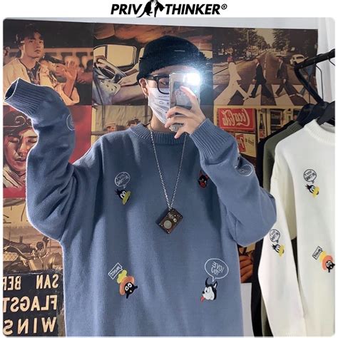 Privathinker мужские и женские осенние модные свитера с вышивкой ...