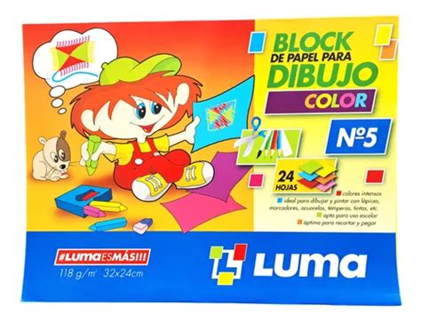 Block De Dibujo Luma Nro 5 Por 24 Hojas De Colores