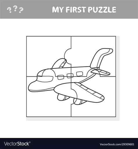 My first puzzle - plane worksheet children art Vector Image