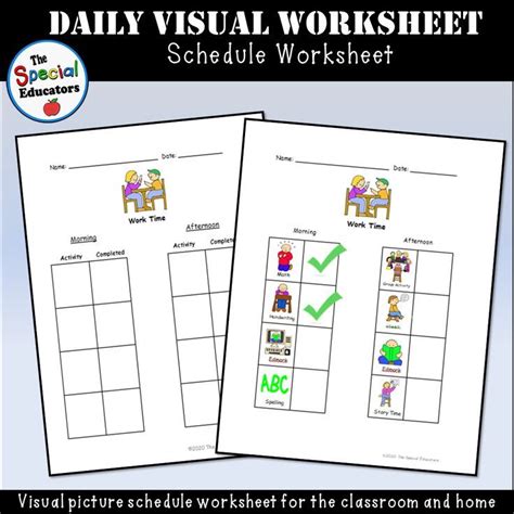 Daily Visual Worksheet Picture Schedule