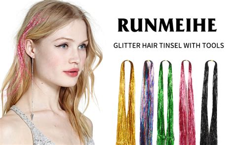 Hair Tinsel Extensions Strands With Tools Sparkling Shiny Hair