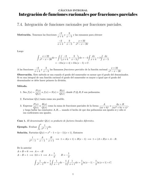 Solution Calculo Integral Integracion De Funciones Racionales Por