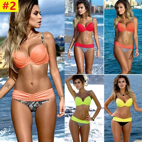 Women Push Up Bikini Set Bra Padded Swimwear Bandage Lady Swimsuit Bathing Suit Ebay