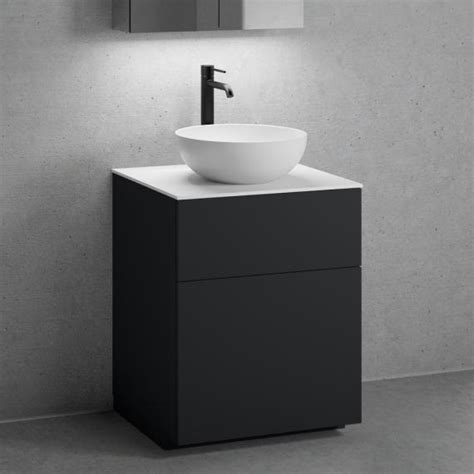 neoro n50 Meuble bas l 60 cm 2 tiroirs lavabo Ø 45 cm blanc mat