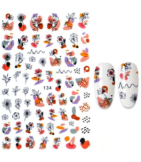 Decoupe Stickers Autocollants Pour Ongles Dessin Abstrait Feuille De