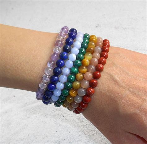 Conjunto De Pulseras De 7 Chakra Cuentas De 6 Mm Pulseras De Etsy