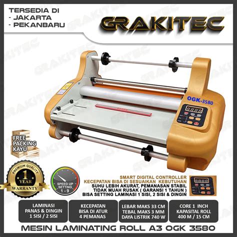 Mesin Laminasi Laminating Roll A3 Hot Roll Laminator OGK 3580 GrafikaKita Tech Official