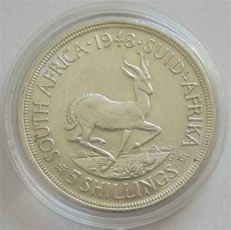 South Africa 5 Shillings 1948 Springbok Silver Mago Muenzen 29 00