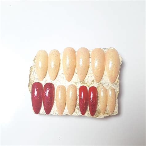 Tish Nailedit Makeup Naughty Nude Glitter Pink Stiletto Press On Nails Poshmark