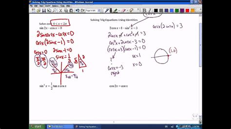 Mr Joyce Pre Calculus 12 Solving Trig Equations Using Identities