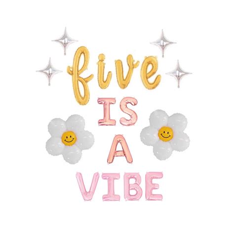 Five Is A Vibe Balloon Banner Groovy 5th Birthday Party Etsy