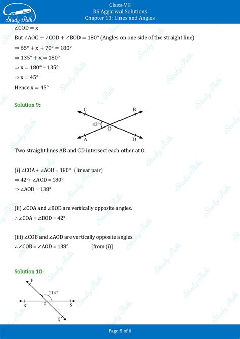 Rs Aggarwal Solutions Class Chapter Lines And Angles Study Path