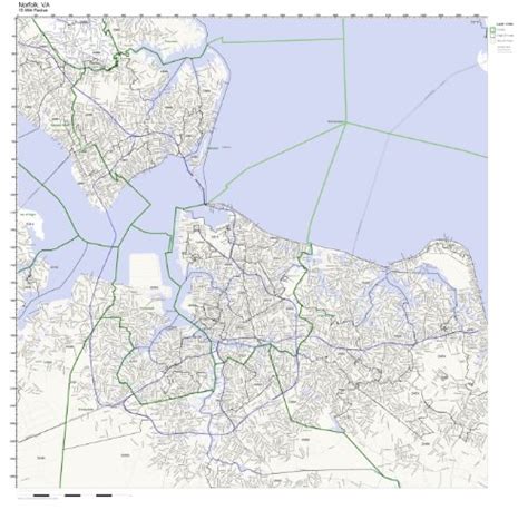 Norfolk Va Zip Code Map Laminated Office Products