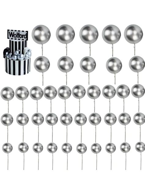 Pcs Set Silver Color Small Ball Cupcake Toppers Shein Usa