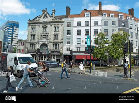 Pedestrians Crossing Hammersmith Broadway Hammersmith London England