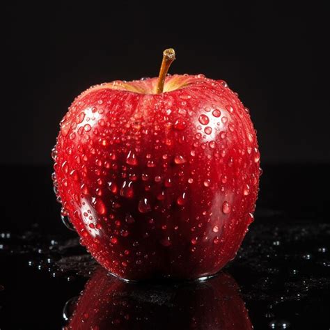 Premium AI Image A Red Apple With Water Drops On It