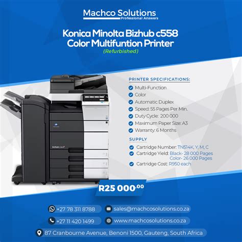 Konica Minolta C558 Multi Function Printer Refurbished Machco Solutions