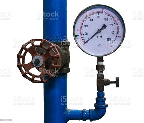 Valve And Water Pressure Gauge Meter Stock Photo Download Image Now