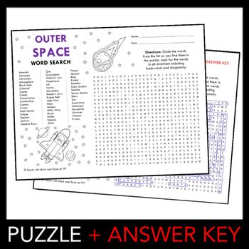 Outer Space Word Search Puzzle Terms Fun Worksheet Activity No Prep