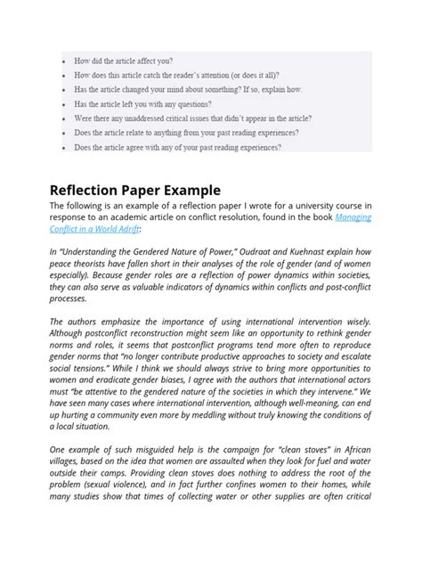 Reflection Paper Example | PDF | Methodology | Theory