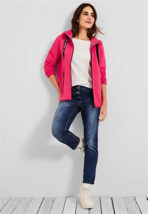 Cecil Materialmix Sweatjacke F R Damen In Pink Cecil