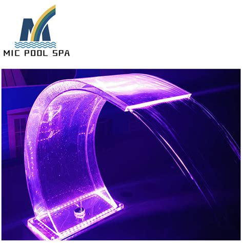 Acrylic Pool Waterfall Fountain Cadcade Spillway With Led Light