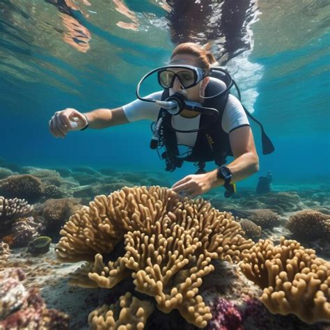 Un Bi Logo Marino Que Estudia Los Arrecifes De Coral En Las Aguas