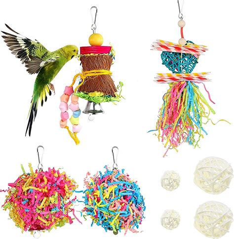 Allazone 8 PCS Parrot Chewing Toys Bird Parrots Shredding Toys Bird