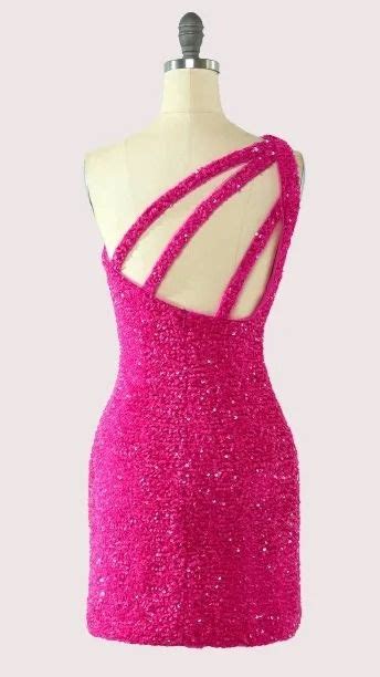 Tight Homecoming Dress Hot Pink Sequin Short Hoco Dress Party Dress PD Neon Pink Dresses