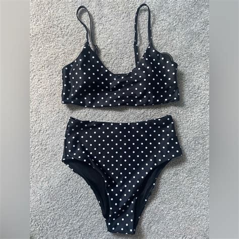 Swim Nwt Blooming Jelly Small Black White Polka Dot Bikini Poshmark