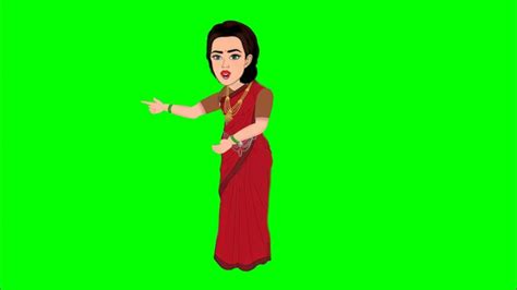 Indain Woman Character Green Screen Video No Copyright Green Screen