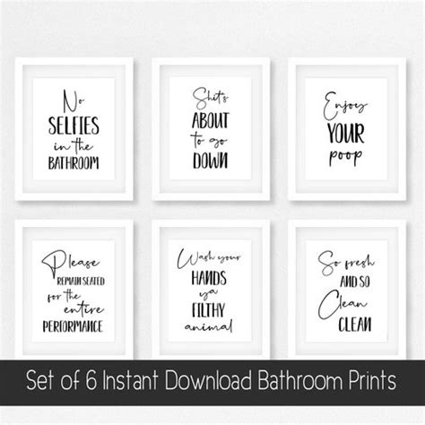 Funny Bathroom Prints Set Of Humourous Washroom Prints Etsy