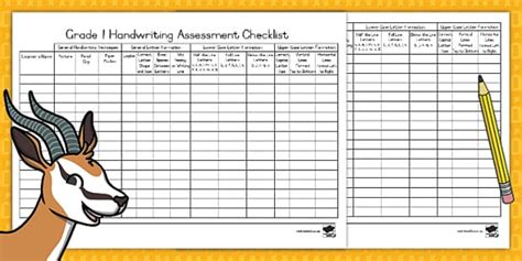 Formal Assessment Tasks Grade 1 Term 2 Handwriting Checklist