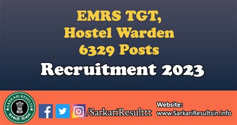 Emrs Tgt Hostel Warden Result 2023 Download Now