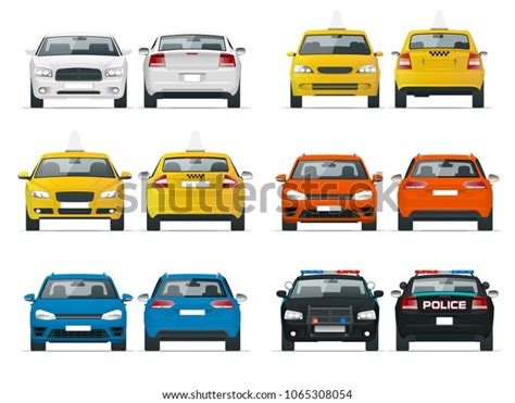 Set Different Types Cars Yellow Taxi Stock Vector (Royalty Free ...