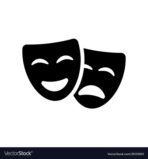 Theatre mask icon silhouette theatre drama comedy Vector Image